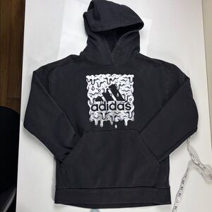 Adidas Charcoal Hoodie with Dripping Melting Logo